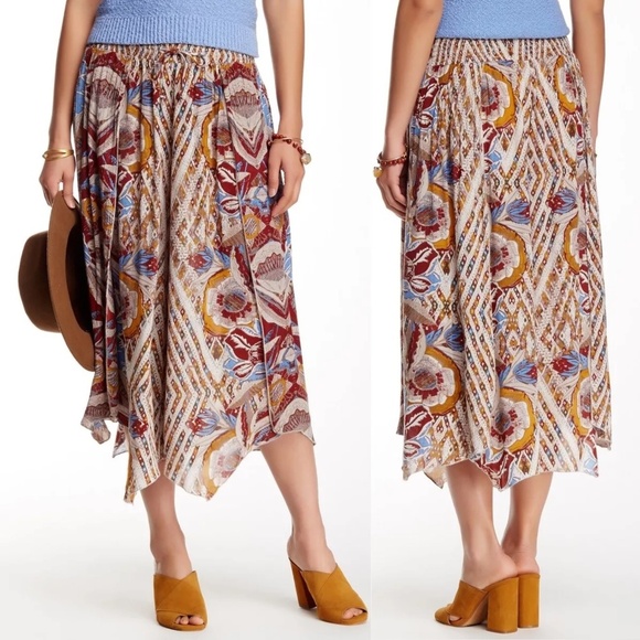 Free People Culotte Pants Alabaster Asymmetrical Hem Overlay Wide leg Sz S - Picture 1 of 16
